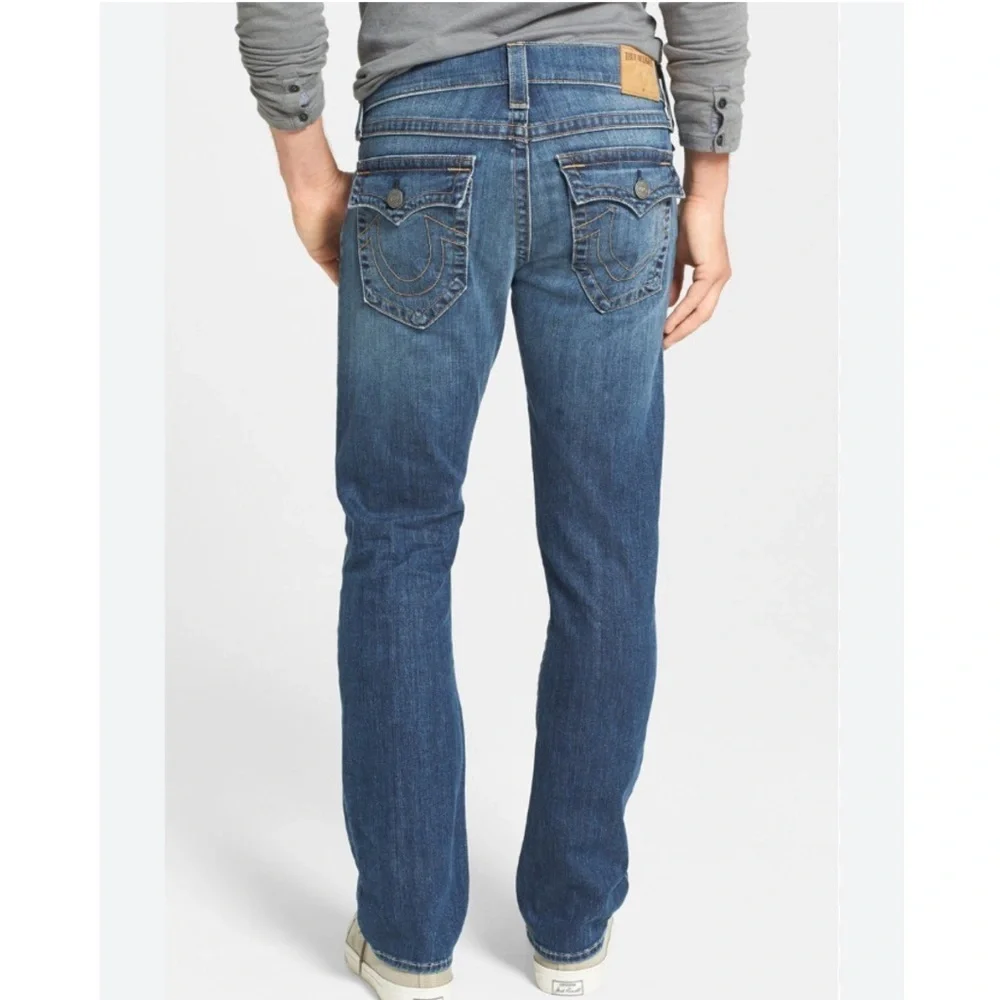 True Religion Ricky Relaxed Straight Leg Jeans Cotton Size 33 in Dust Cloud Mens